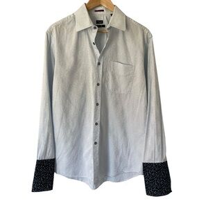 Paul Smith London Classic Fit Dress Shirt Mens 15.5/39 Blue Floral Cuff Italy